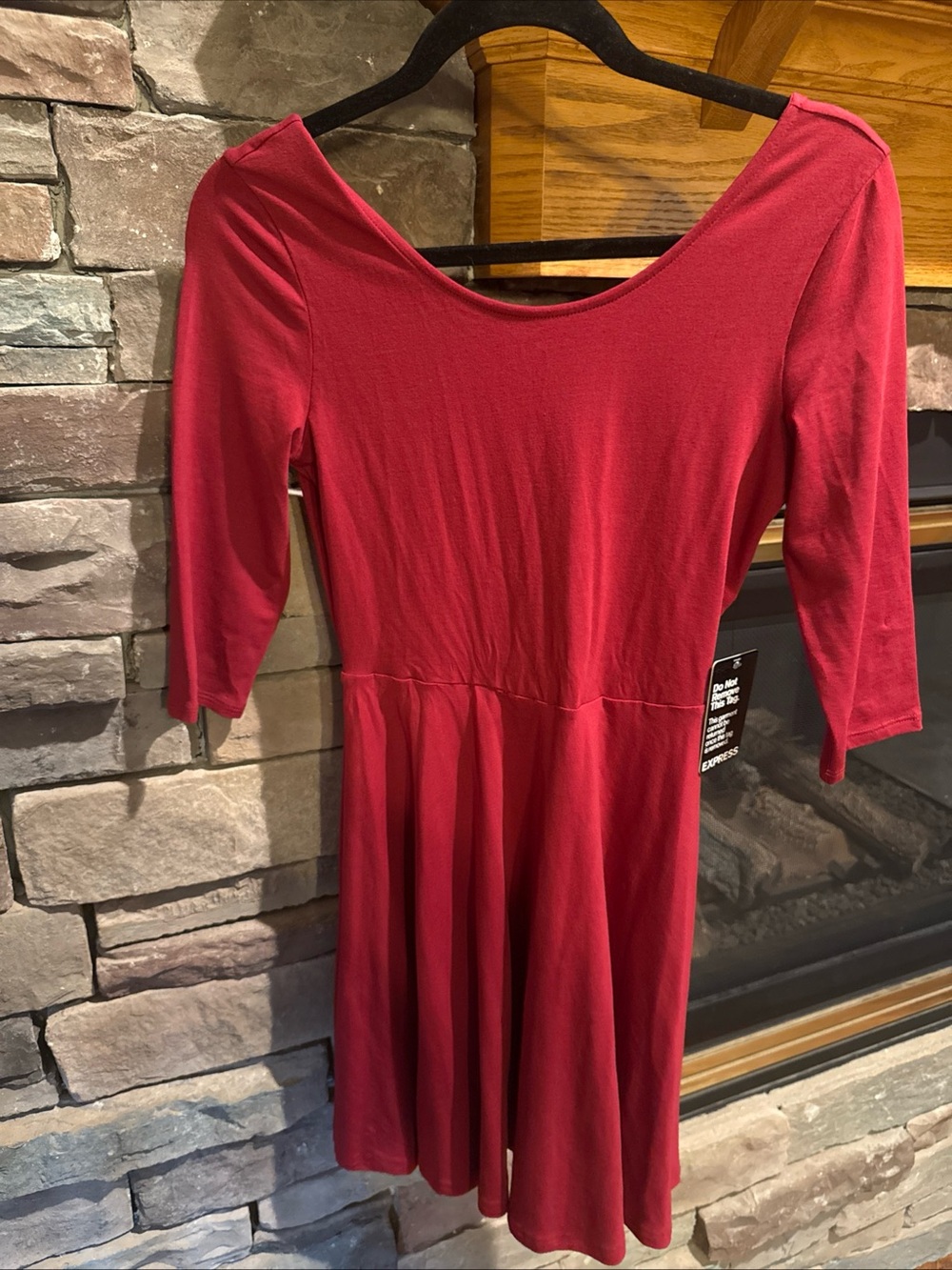 Women's Express Midi Dress Size XSmall Red NWT Knee Length 3/4 Sleeve